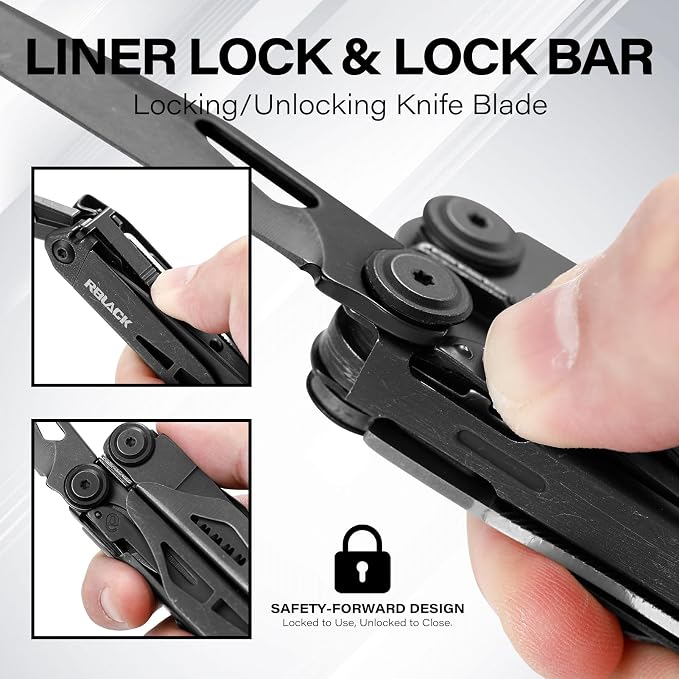 21-in-1 Scissors & Pliers Multitool w/Tungsten Cutters, Self-Locking | Durable Heavy-duty EDC Kit for Camping, Repair, DIY & Outdoor Survival, Nylon Pouch (Black)