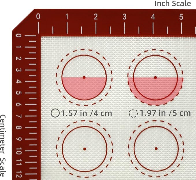 Macaron Silicone Baking Mats,22.44"Lx14.57"W,Pastry Mats Rolling Dough,Non-Stick,40 Macaron Molds,Cookie Sheet Liners,Reusable Baking Mat (2, Red)
