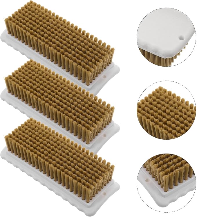 NUOBESTY 3pcs Soft Bristle Garment Washing Brush Large Size Plastic | Gentle Stain and Lint Removal, Ergonomic Handle, for Clothes and Bags, Bathroom Countertop or Travel Use