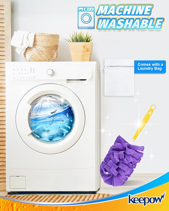 KEEPOW 4+1 Pcs Pads Compatible with Swiffer Reusable Pads with Handle Set | Reusable & Washable Fleece Duster Kit With Handle, Washable Pads For Efficient Home Cleaning And Multi-Surface Dust Removal