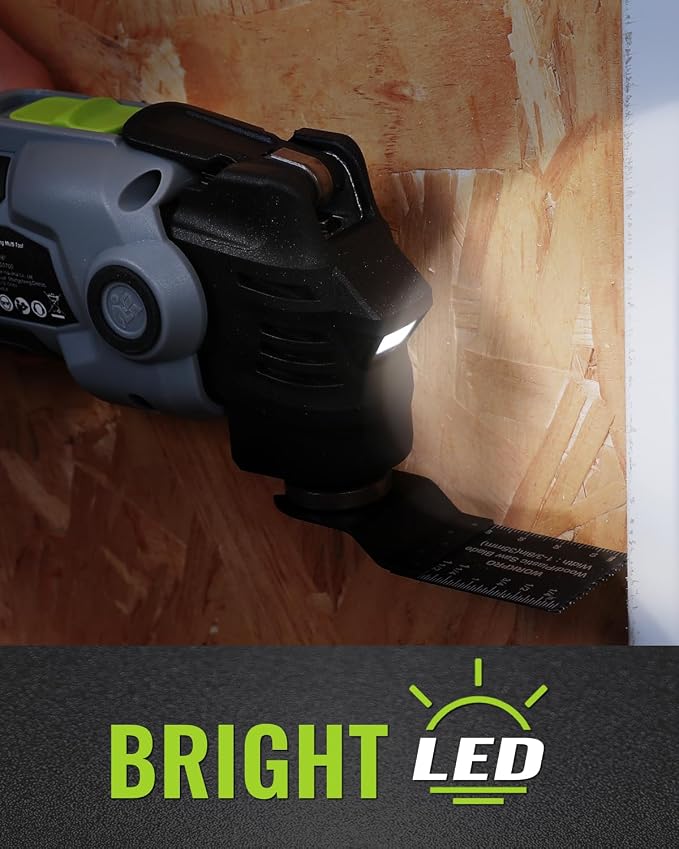 WORKPRO 20V Brushless Cordless Oscillating Multi-Tool Kit | 6 variable speeds, 3.6° oscillation angle, 21-piece accessories, 1 battery & storage bag, for DIY and home improvement