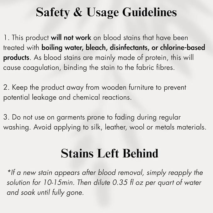 Blood Stain Remover for Clothes (10.14oz) | For Mattress, Sheets & Fabric – Enzyme Formula for Fresh, Dried & Menstrual Period Blood Stains