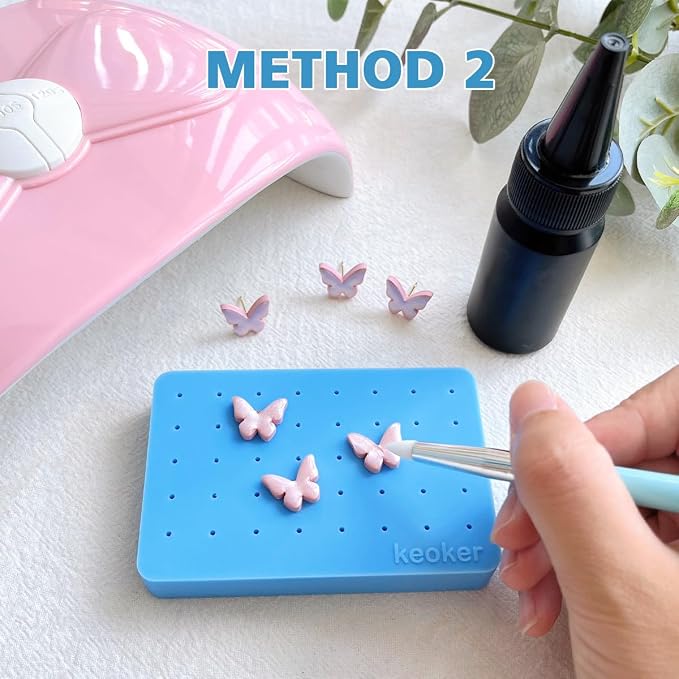 Keoker 2PCS Silicone Baking Mat for Polymer Clay, Stud Earring Application Board for Standing & Painting, Polymer Clay Tool
