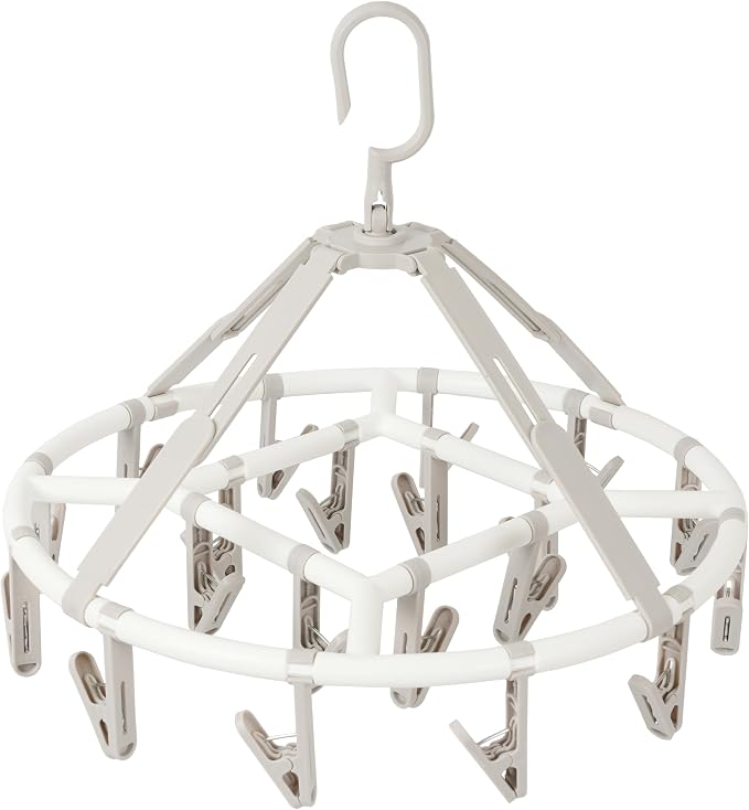 Foshine Clothes Drying Racks Foldable Clip Hangers with 20 Drying Clips | Drip Hanger Plastic Clip Hangers Plastic for Underwear Socks Bras Lingerie