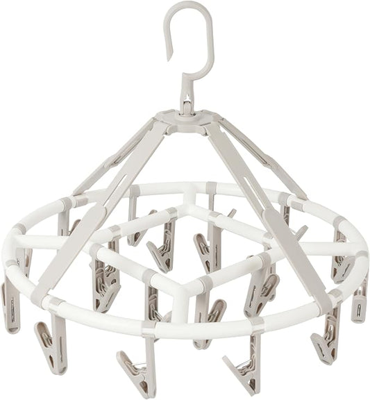 Foshine Clothes Drying Racks Foldable Clip Hangers with 20 Drying Clips | Drip Hanger Plastic Clip Hangers Plastic for Underwear Socks Bras Lingerie