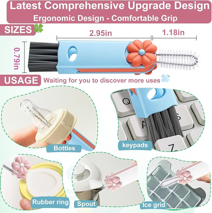 Cup Lid Gap Cleaning Brush, 3 in 1 Cup Lid Brush, Multifunctional Water Bottle Cleaning Brush, Home Kitchen Crevice Brush Tools for Tiny Cup Lid Detail, Bottle Tight Spaces Cup(3 PCS)