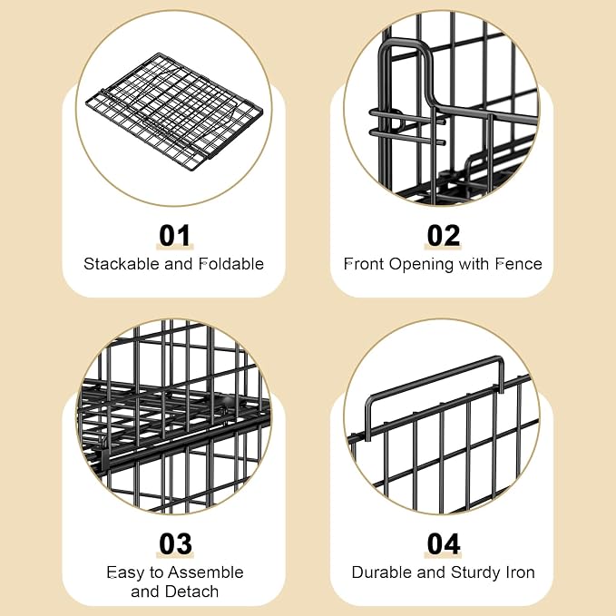 6-Tier Stackable Closet Organizers and Storage Basket - Foldable Closet Shelf Organizer System, Sturdy Metal Space-Saving Clothes Storage Bins for Wardrobe, Black