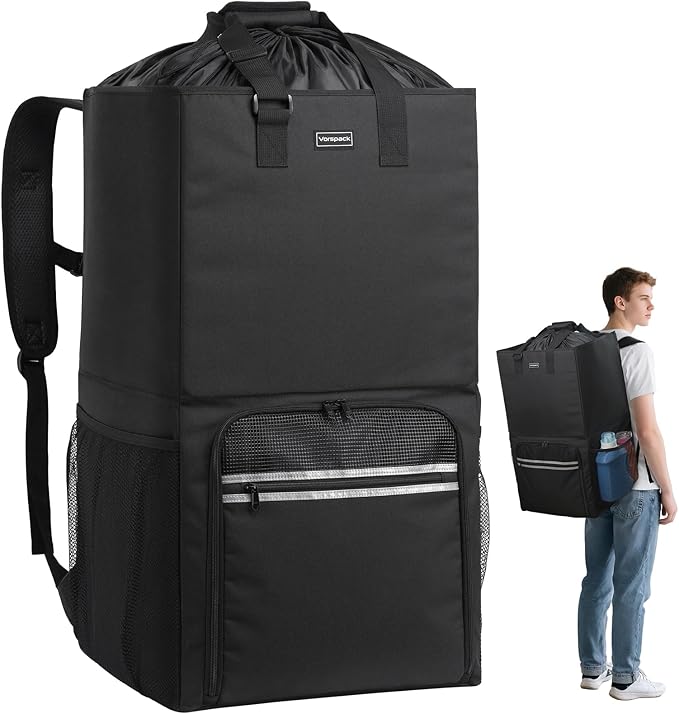 Vorspack Laundry Bag Backpack - 125L Extra Large Laundry Bags with Shoulder Straps Heavy-duty 2 in 1 Laundry Hamper Basket for College Dorm Camp Laundromat Room Essentials - Black