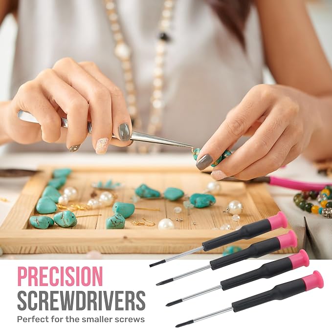 Hi-Spec 11pc Pink Womans Compact Crafts & Home DIY Repair Hand Tool Kit Set with Pliers, Cutters and Precision Screwdrivers for Ladies | 11pc, everyday fixes made easier, organized portable storage, beginner-friendly selection, apartment and office tas...