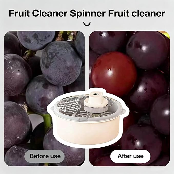 Salad Spinner and Produce Washer, Multifunctional Vegetable Dryer, Electric Lettuce Spinner with Non-Slip Base, Fruit and Veggie Cleaner for Kitchen Prep (QJXZQ-yellow-01)