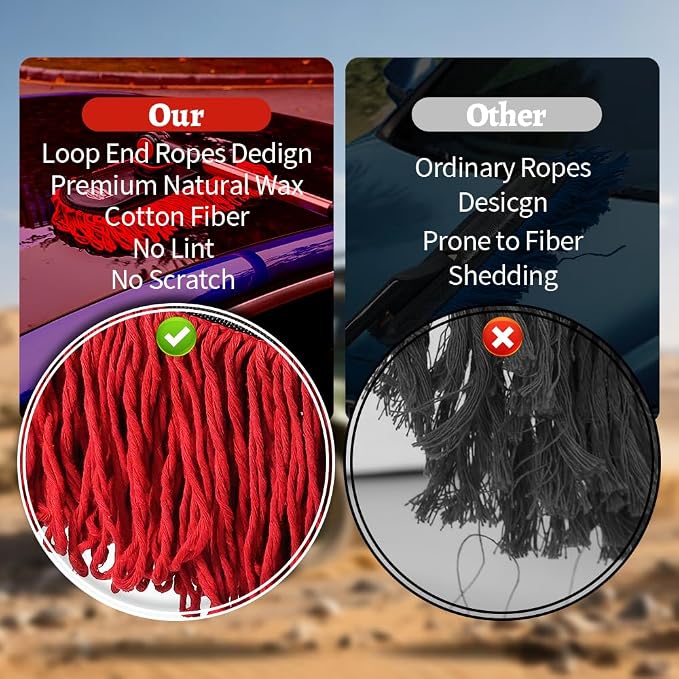Car Duster Set, Loop End, 3 Pcs | Telescoping pole for truck exterior. Traps pollen without water; do not wash. Interior dash brush & storage bag included.