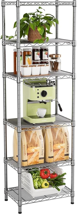Golpart 6Tier Adjustable Storage Shelves Metal Wire Shelving Standing Shelf | Utility Heavy Duty Unit Rack Closet Organize for Home Kitchen Laundry Room Organization Pantry 10"Dx16"Wx63"H Grey