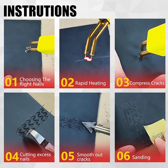 Plastic Welder,2 in 1 Plastic Welding Kit,Hot Stapler Car Bumper Repair Kit | SONNLER 1000PCS Hot Stapler For Car Bumper Crack Repair with Iron , Rods, Metal Mesh, Abrasive Paper, Aluminum Tape
