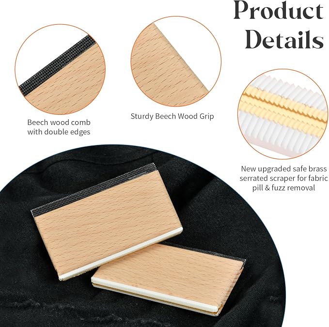 Cashmere Comb, Double Edge Sweater Pill Remover for Wool & Fabric 1PCS | Beech Wood Sweater Shavers to Remove Pilling,Pilling Remover for Clothes, Fuzz Lint Remover for Cashmere & Home Textiles