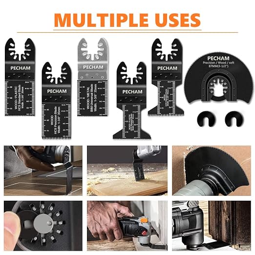 24PCS Universal Wood Metal Oscillating Multitool Quick Release Saw Blades Fit Porter Cable Black & Decker Rockwell Ridgid Ryobi Milwaukee Chicago Craftsman