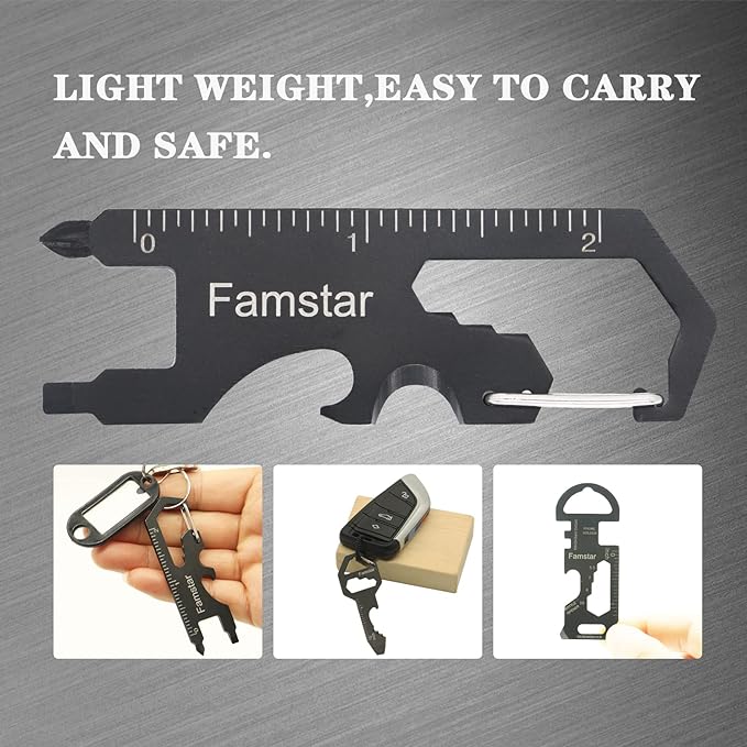Famstar Keychain Multi-tool 3Pack Metal Pocket Tool Portable No rust Wrench for Screw,ruler and bottle opener,19 in 1 Total Routine maintenance. | Portable No Rust Keychain Gadget, Lightweight Multifunction Keyring Tool, 19 in 1 Routine Maintenance for...