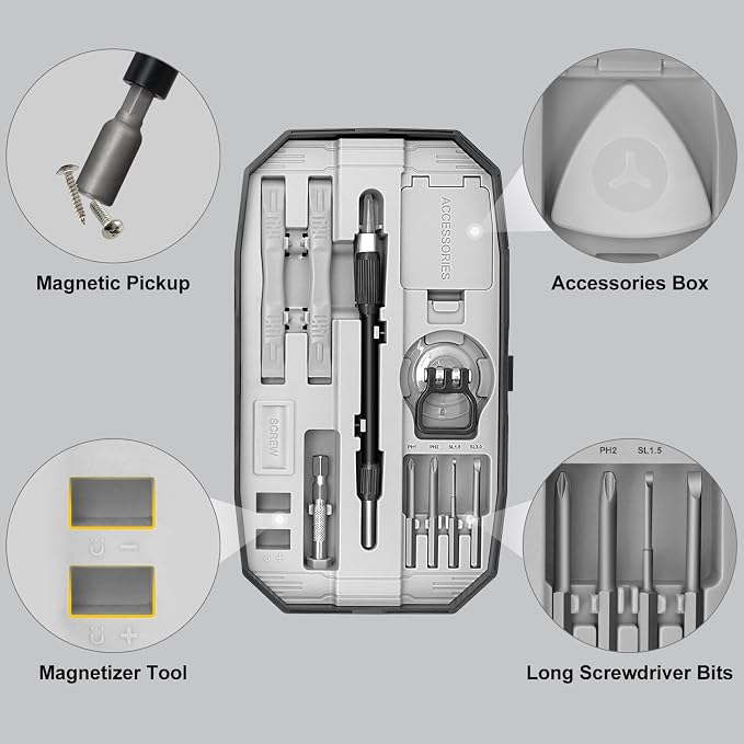 STREBITO 153 in 1 Small Magnetic Screwdriver Set, Precision Screwdriver set | 140 Precision Bits, Practical Accessories, Compact Case, Electronics Tool Kit for Computer, PC, Laptop, PS5, Xbox, Jewelers