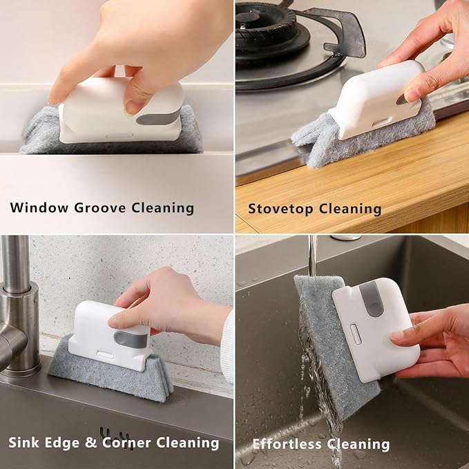 CRAFNEW 15Pcs Window Track Cleaning Brush | Window Sill & Crevice Cleaner for Sliding Door Tracks, Window Seals, Tile Grout, Kitchen Corners and Bathroom Narrow Grooves