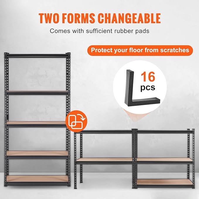 VEVOR Storage Shelves 5-Tier Adjustable 2000 lbs 36"x18"x72" Shelving Unit | Heavy Duty Garage Storage Metal Utility Rack Shelf for Kitchen, Pantry, Basement, Bathroom, Laundry, Living Room, Warehouse