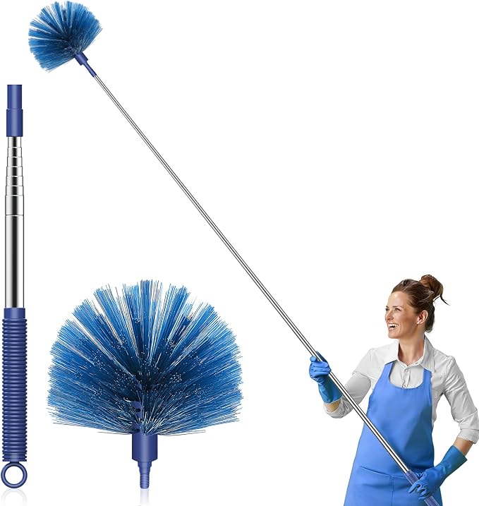 SetSail Cobweb Duster with Extension Pole, for Cobweb Cleaning,Blue | Retractable Dusters,90-inch Long Handle,Ceiling Fan Spider Web Brush,for Outdoor Indoor High Ceilings