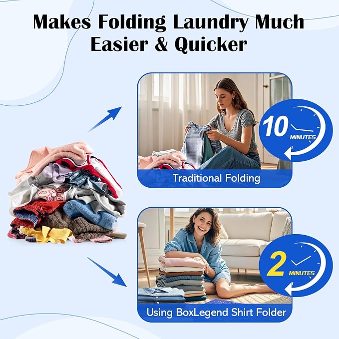 T Shirt Folder Board Clothes Folding Tool for Laundry Organizer | Shirt Folding Board, for Adult Kids, Blue, Fast to Make Clothes Tidy,Flip and Fold