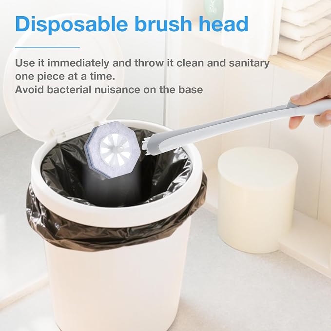 Toilet Wand Refill Heads,Disposable Brush Refills | Snap-on toilet brush heads fit most standard wand handles for quick everyday bathroom cleaning,50 Count