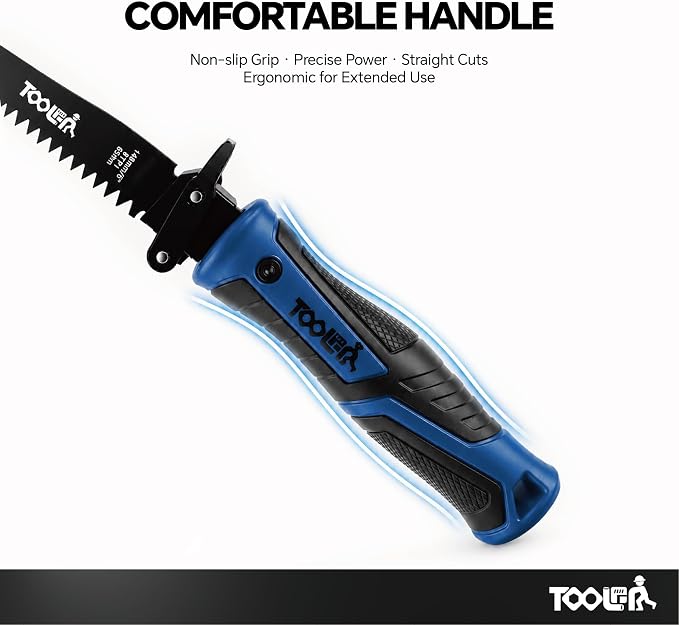8-In-1 Multi Blades Hand Saw, Drywall, Hacksaw, Jab Saw & Wood Cutter Tool | Blade Quick Change Mechanism, For Cutting Drywall, Wood, Metel, Plastic, Plywood. Lightweight manual saw. Blue Handle