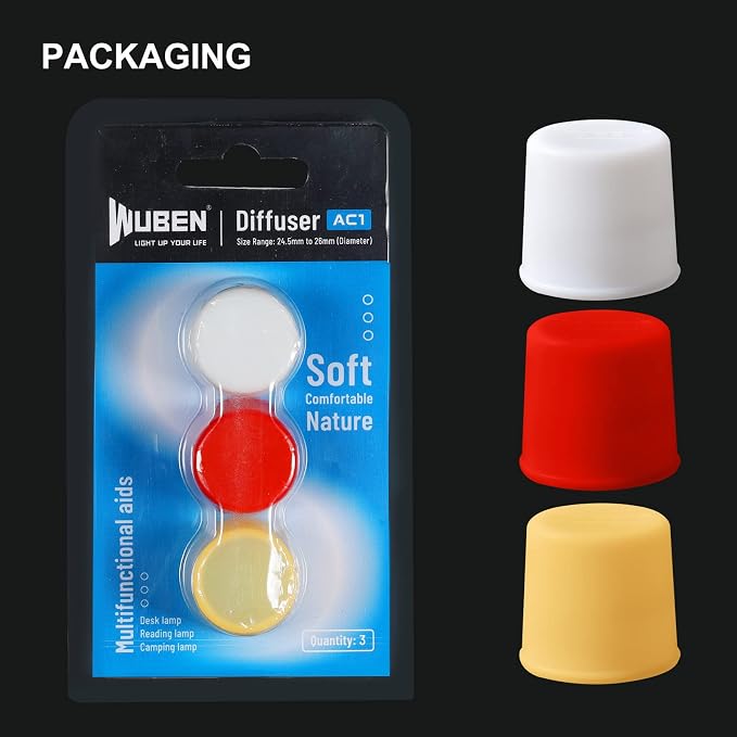 WUBEN AC1 3-Color Durable Flashlight Diffuser 24.5-26mm Diameter Lamp Cap | Compatible with for C3 L50 Flashlight