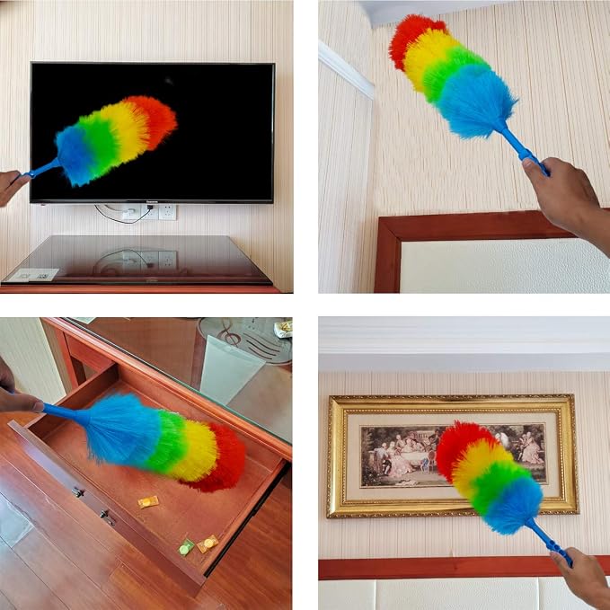 2 Pack Upgrade 19” Static Duster Beandable and Washable - More Fibers Bigger Head Less Loss of Fiber Duster