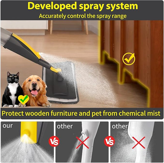 Mops for Floor Cleaning, Spray Mop with 400ml Refillable Bottle and 3 Replacement Pads Dry Wet Floor Household or Commercial Hardwood Laminate Tile Ceramic