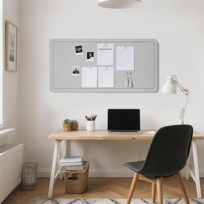 Felt Bulletin Board 35x18 inches, Decorative Pin Board for Home & Office | Cork Board Alternative for Wall with Push Pins, Display Mood Board for Photos, Notes & Reminders