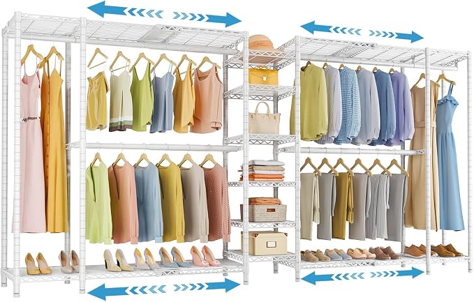 VIPEK X5 Extra Large Expandable Clothes Rack Adjustable from 7'8" to 10'5", Reach-in Closet Metal Clothing Racks Walk-in Freestanding Wardrobe Portable Closets, White