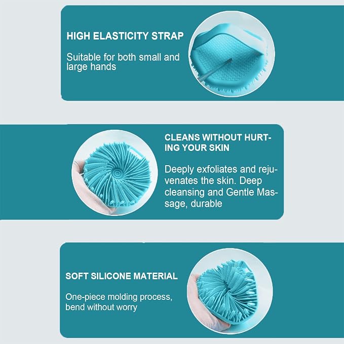Silicone Body Scrubber for Shower Men Women, Exfoliating Body Scrubbers for Use in Shower, Silicone Body Brush for Showering, Charcoal, Easy to Clean - Body Brush Buffer Scrubber for All Skin Types