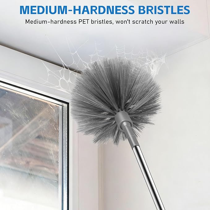 SetSail Cobweb Duster with Extension Pole, for Cobweb Cleaning, Gray | Retractable, 90-inch Long Handle, Spider Web Brush, for Outdoor Indoor High Ceilings