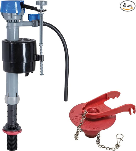 Fluidmaster K-400H-039 High Performance Toilet Fill Valve with 2-Inch Adjustable Toilet Flapper Kit (Pack of 4)