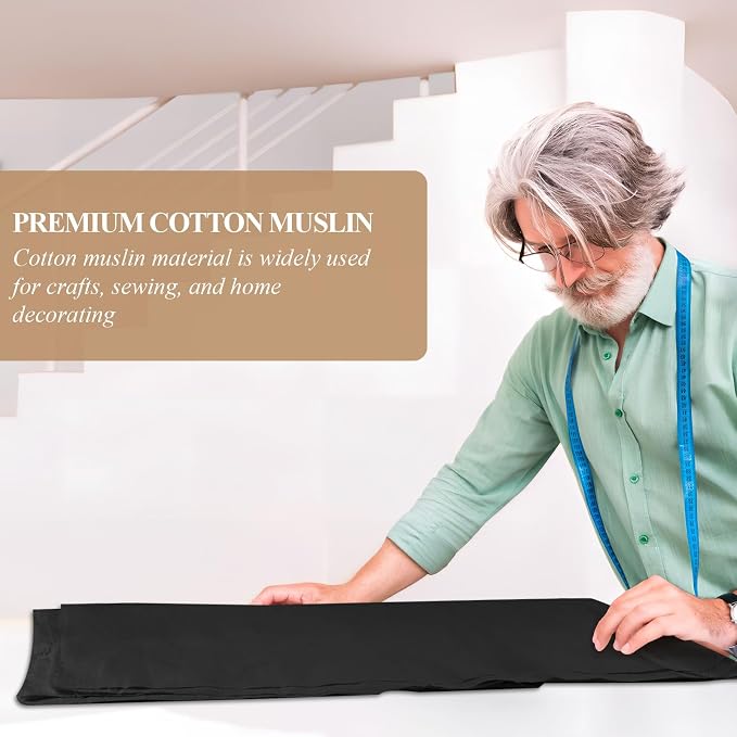 100% Cotton Muslin Fabric, 59 Inch X 10 Yards Black Fabric by The Yard | Medium Weight, Easy Care, Fabric for Sewing Embroidery , Garments, Crafts Material, Apparel Cloth