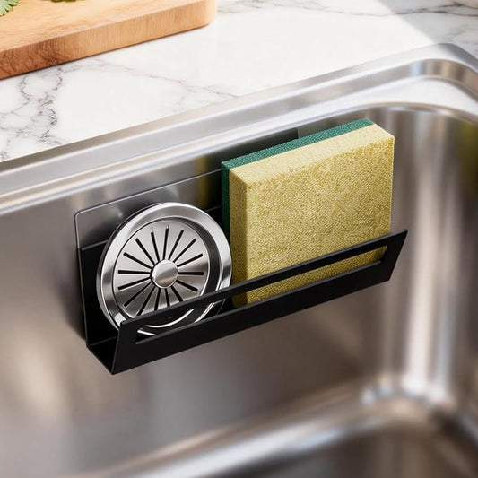 Epicano Sponge Holder for Kitchen Sink | with Suction Cups & Adhesive Hook, Rustproof, Space-Saving Wall Hanging, Stainless Steel, For Sponge, Dish Cloth, Brush