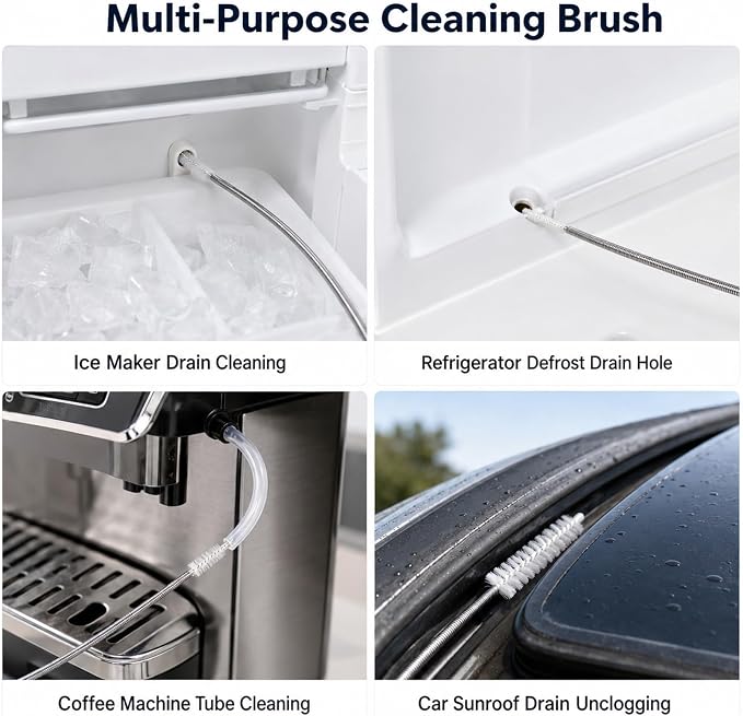 2 Pack 86 Inch Long Flexible Drain Brush, Sunroof Drain Cleaning Tool for Ice Maker, Refrigerator & AC Drain Line
