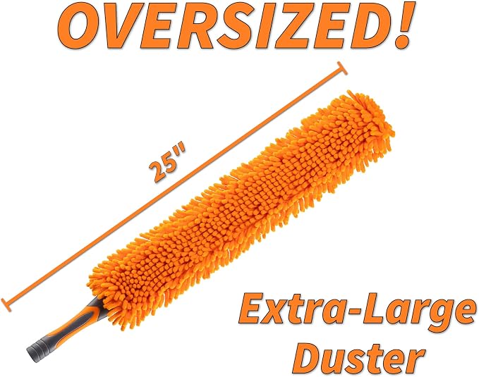 Long Handle Duster for Cleaning with Extension Pole 18-60" | Extendable Microfiber Duster // Washable, Bendable, Flexible Ceiling Fan Cleaner Duster // Cleaning Tool for High Ceilings