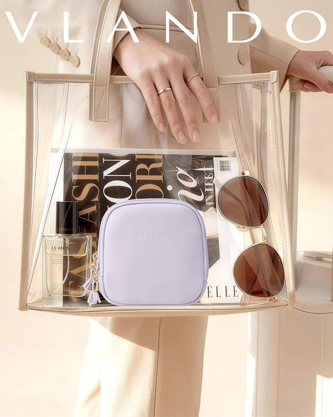 VLANDO 2-Layer Jewelry Organizer for Travel,Rings,Earrings,Necklaces | Compact Faux Leather Case with Layered Storage,Designed for Small Jewelry,Vanity Tables,Everyday Carry,Light Purple