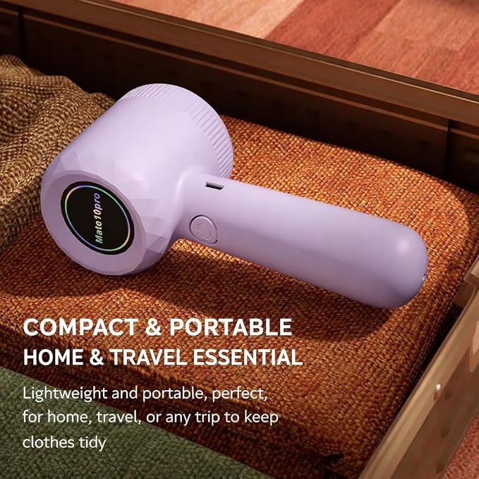Rechargeable Fabric Shaver Lint Remover for Clothes, Sweaters & Furniture | Couch, Remove Fuzz and Pilling from Blankets, Jackets, Bedding, Purple