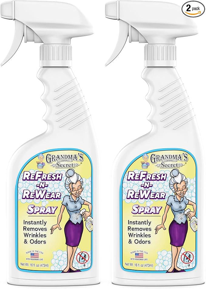Grandma's Secret Refresh N ReWear Spray - Instantly Removes Wrinkles & Odors - Wrinkle Release, Fabric Refresher Spray, Chlorine, Bleach and Toxin-Free - 16 Ounce, 2 Pack
