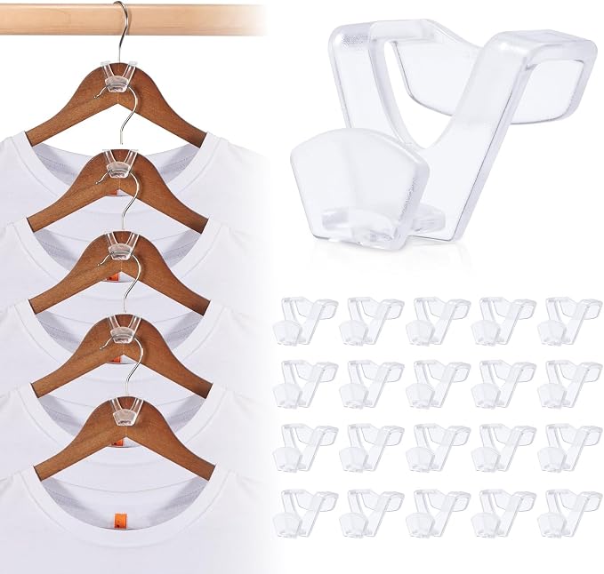 HOUSE DAY Space Saving Hangers 100 Pack, Clear Hanger Connector Hooks | Heavy Duty Hangers Space Saver, Premium College Dorm Room Essentials, Closet Organizers and Storage