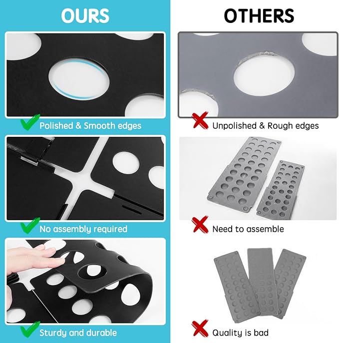GYE T-Shirt Folding Board, Plastic Clothes Folder for Kids & Adults, Black | Durable plastic construction, fast and easy clothes folding, suitable for kids and adults, convenient home laundry organizer