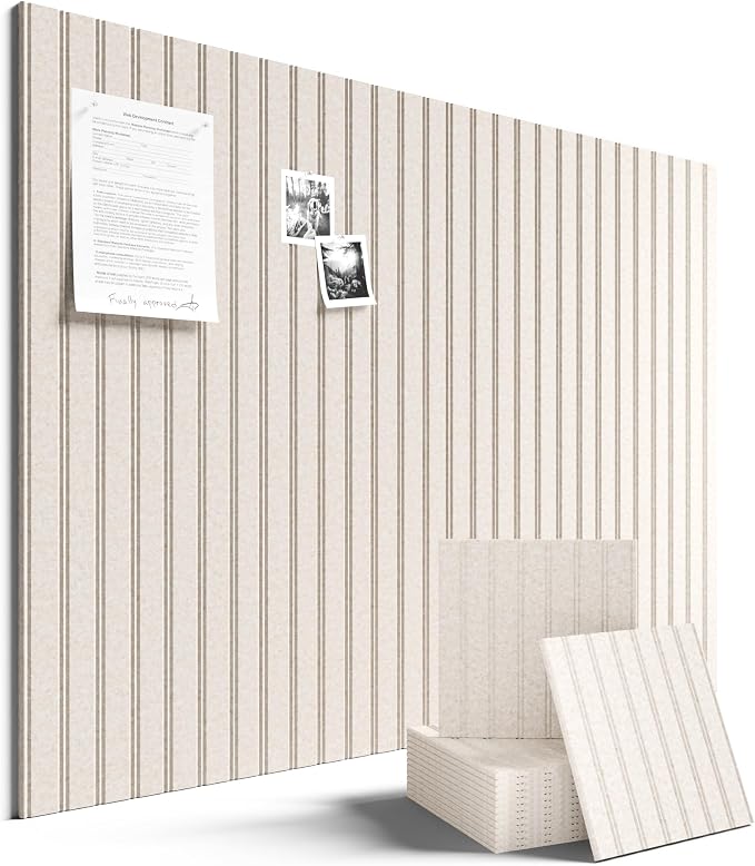 Fluxynara Felt Bulletin Board & Cork Board Alternative, Oatmeal | 48" x 36" Pin board, Removable Adhesive Tabs, Easy Install Without Wall Damage, For Home Office Decor