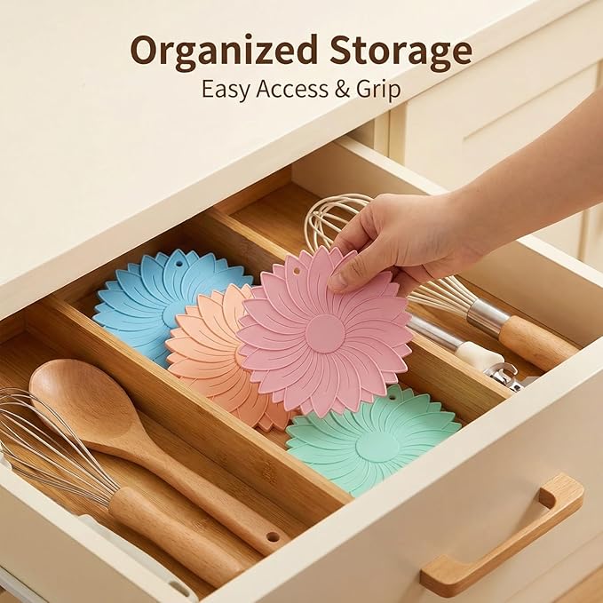 4 Pack Silicone Jar Opener Gripper Pads, Non-Slip Grippers for Opening Jars, Easy-Twist Jar Openers for Weak Hands and Seniors, Dishwasher Safe, Heat Resistant (Candy Colors)