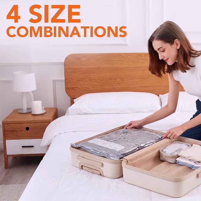 Space Saver Vacuum Storage Bags,Reusable Compression Bags with Electric Pump, 15 Pack 3 Sizes Airtight Seal Bag for Clothes,Comforters, Blankets,Travel Essentials,Closet Organizer for Home