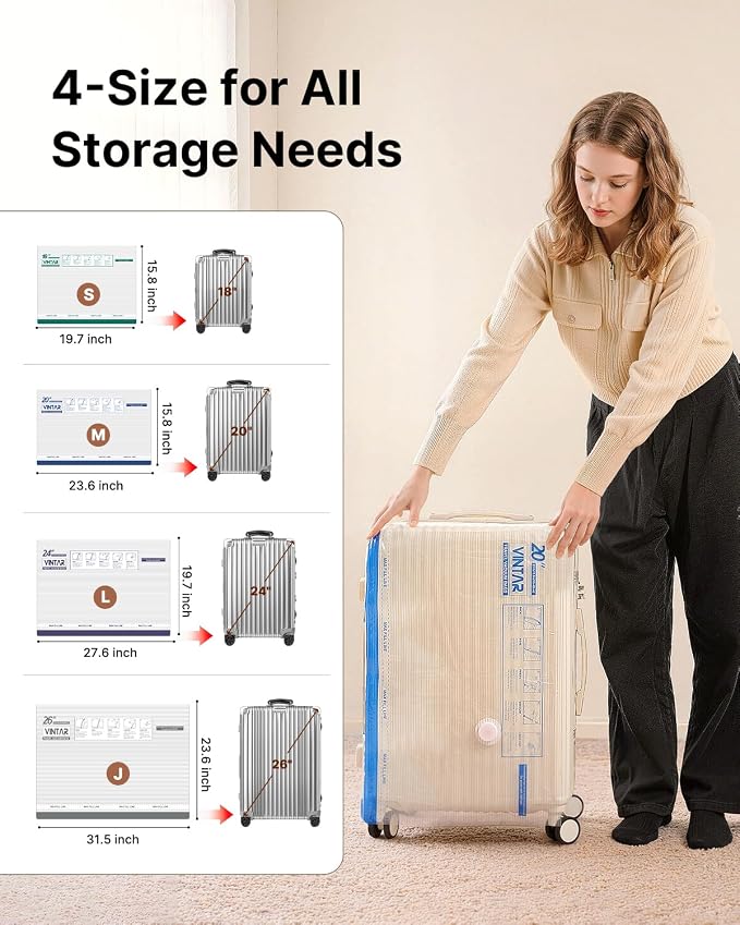 VINTAR 16 Pack Vacuum Storage Bags for Travel with Cordless Pump, Color | USB Rechargeable Pump, 4 Sizes Compression Bags Set, Vacuum Seal Bags for Clothing Travel Luggage Bedding, Space Savered