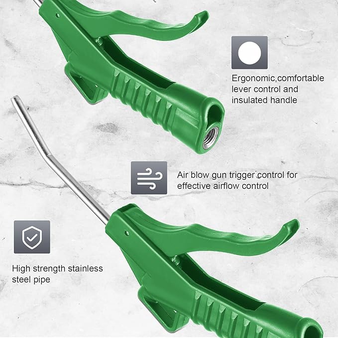 Honoson Air Nozzle Blower Gun Pistol Grip Air Blow Tool Compressor Accessories for Industrial Household Mechanics(Green,8 Pcs)