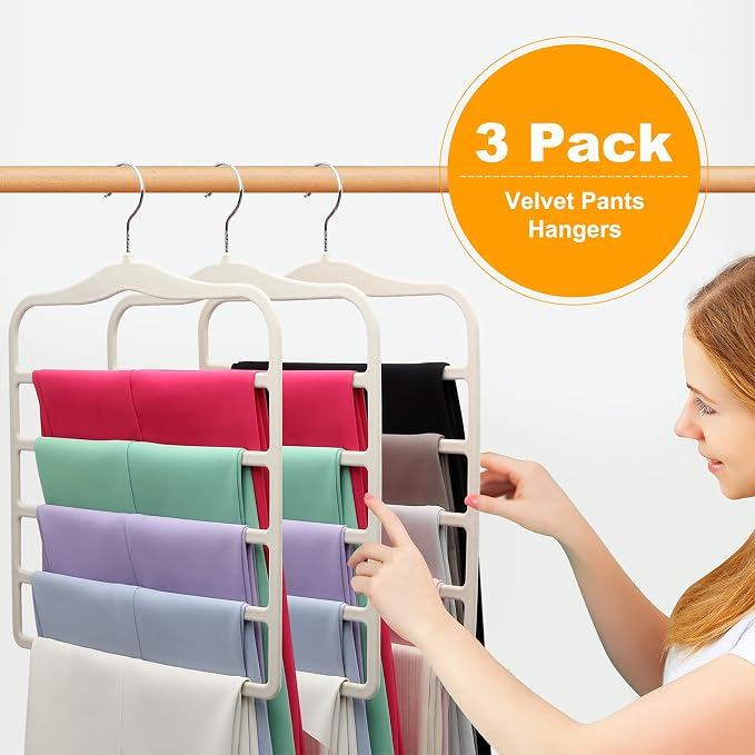 Closet Organizers and Storage,3 Pack Velvet Pants-Hangers-Space-Saving,Non Silp 5 Tier Scarf Jeans Closet Organizer,Dorm Room Essentials for College Students Girls Boys Guys,Organization and Storage | Non Silp 5 Tier Scarf Jeans Closet Organizer, Dorm ...